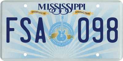 MS license plate FSA098