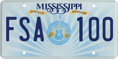 MS license plate FSA100