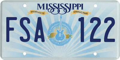 MS license plate FSA122