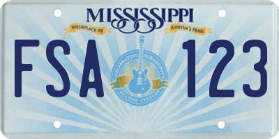 MS license plate FSA123