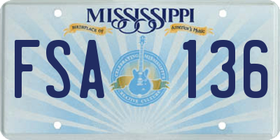 MS license plate FSA136