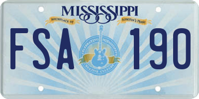 MS license plate FSA190