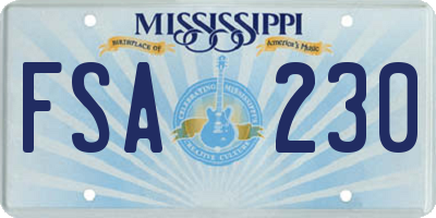 MS license plate FSA230