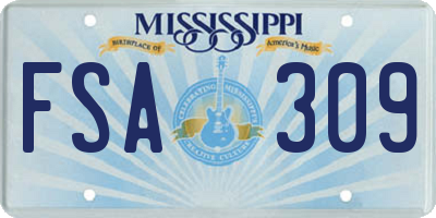 MS license plate FSA309