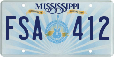 MS license plate FSA412