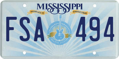 MS license plate FSA494
