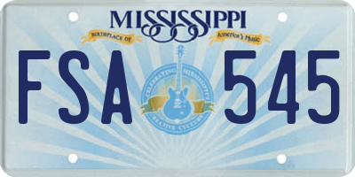 MS license plate FSA545