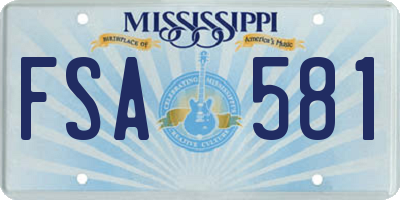 MS license plate FSA581