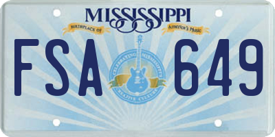 MS license plate FSA649