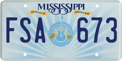 MS license plate FSA673