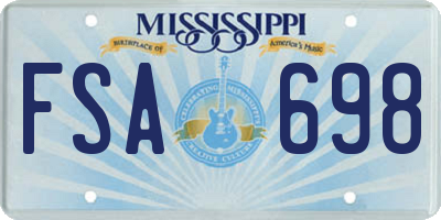 MS license plate FSA698