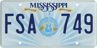 MS license plate FSA749