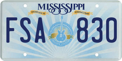 MS license plate FSA830