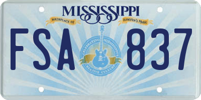 MS license plate FSA837