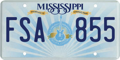 MS license plate FSA855