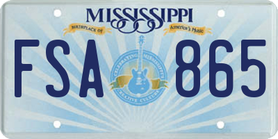 MS license plate FSA865