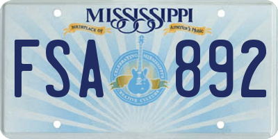 MS license plate FSA892