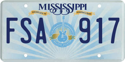 MS license plate FSA917