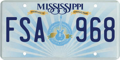 MS license plate FSA968