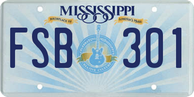 MS license plate FSB301