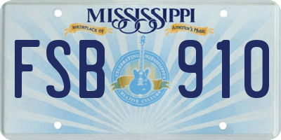 MS license plate FSB910