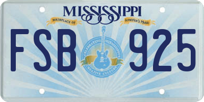 MS license plate FSB925