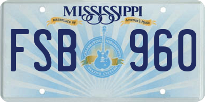 MS license plate FSB960