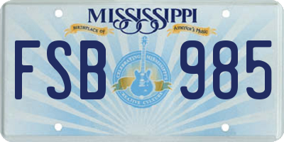 MS license plate FSB985