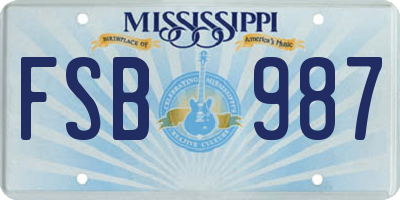 MS license plate FSB987