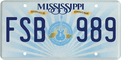 MS license plate FSB989