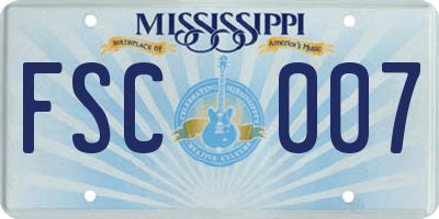 MS license plate FSC007