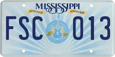MS license plate FSC013