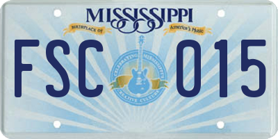 MS license plate FSC015