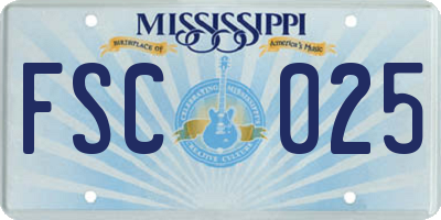 MS license plate FSC025