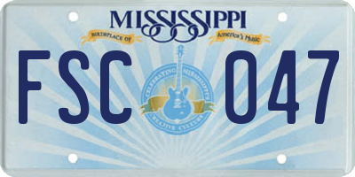 MS license plate FSC047