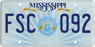 MS license plate FSC092