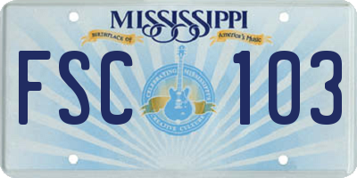 MS license plate FSC103