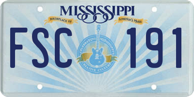 MS license plate FSC191