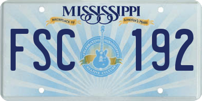 MS license plate FSC192