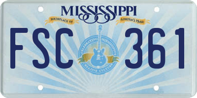 MS license plate FSC361