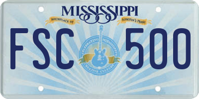 MS license plate FSC500