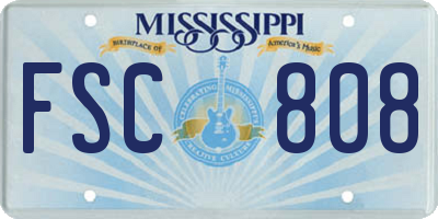 MS license plate FSC808