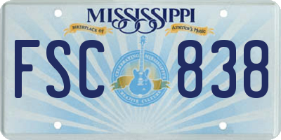 MS license plate FSC838