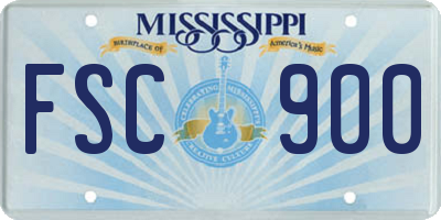 MS license plate FSC900