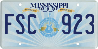 MS license plate FSC923