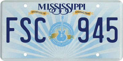 MS license plate FSC945