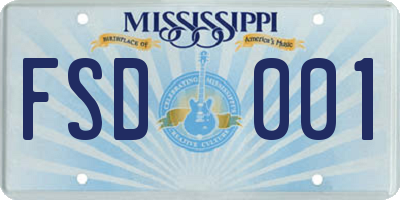 MS license plate FSD001