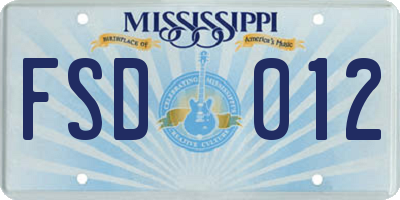MS license plate FSD012