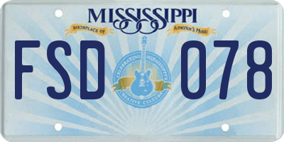 MS license plate FSD078