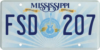 MS license plate FSD207